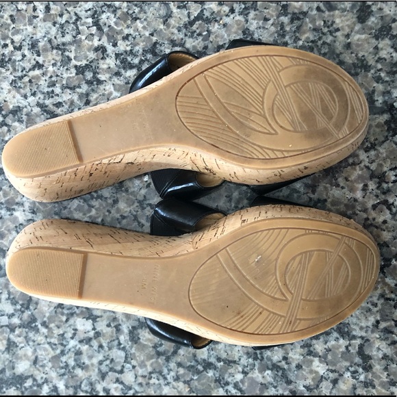 Nine West Black Patent Leather Cork Wedges - Picture 4 of 7